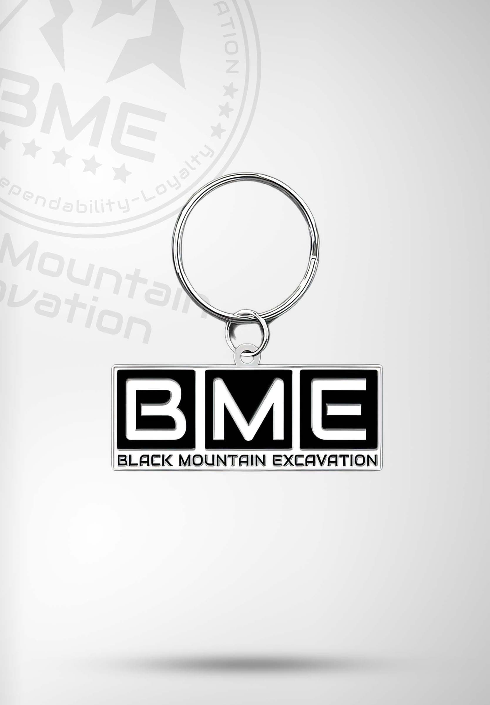 Rectangular keychain with the BME block logo